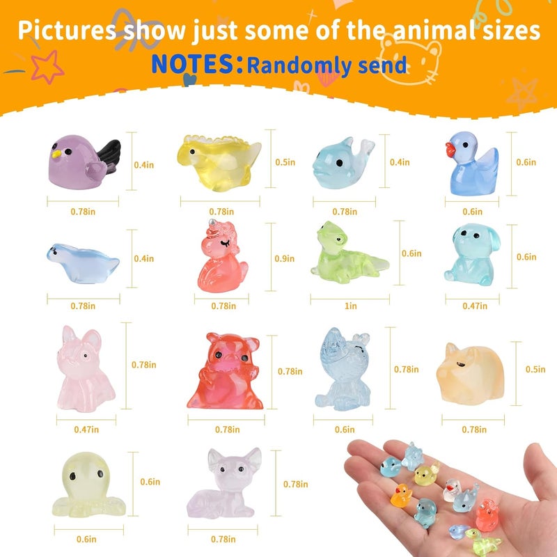 Junware 200 Pcs Tiny Resin Animals to Hide, Mini Luminous Resin Animals Bulk for Miniature Fairy Garden Accessories Micro Landscape Aquarium Cake Potted Plants Dollhouse Moss Patio Home Decor Crafts - Image 3